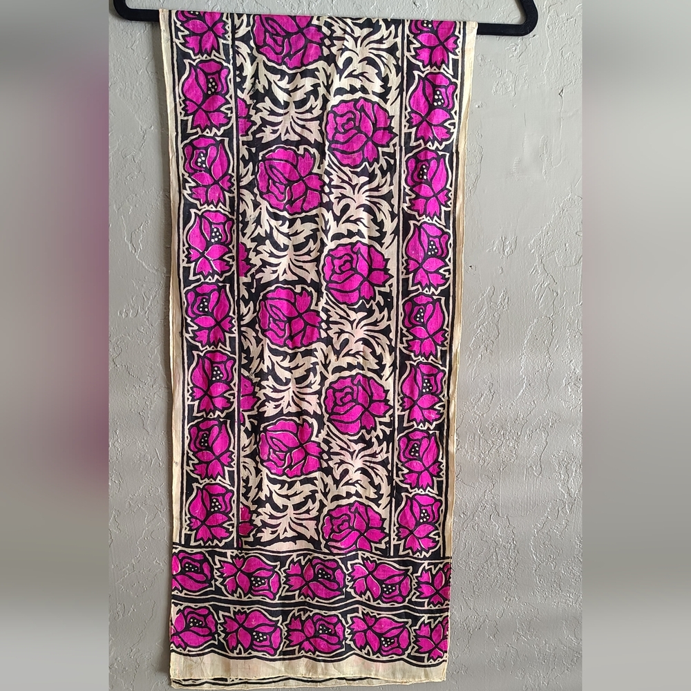 Vibrant Silk Scarf with Floral Design